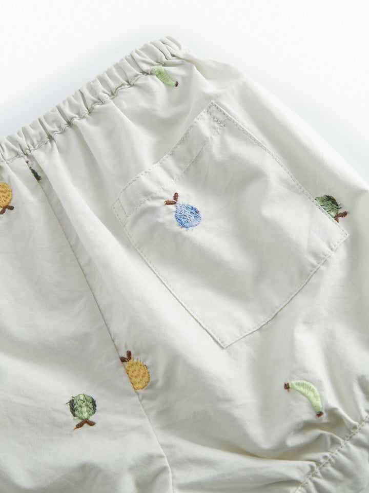 set outfit fruit embroidered shirt and shorts - natural