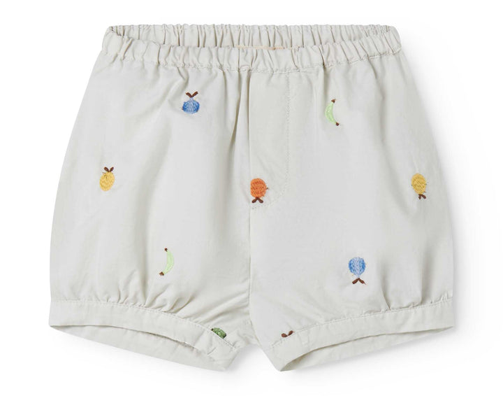 set outfit fruit embroidered shirt and shorts - natural