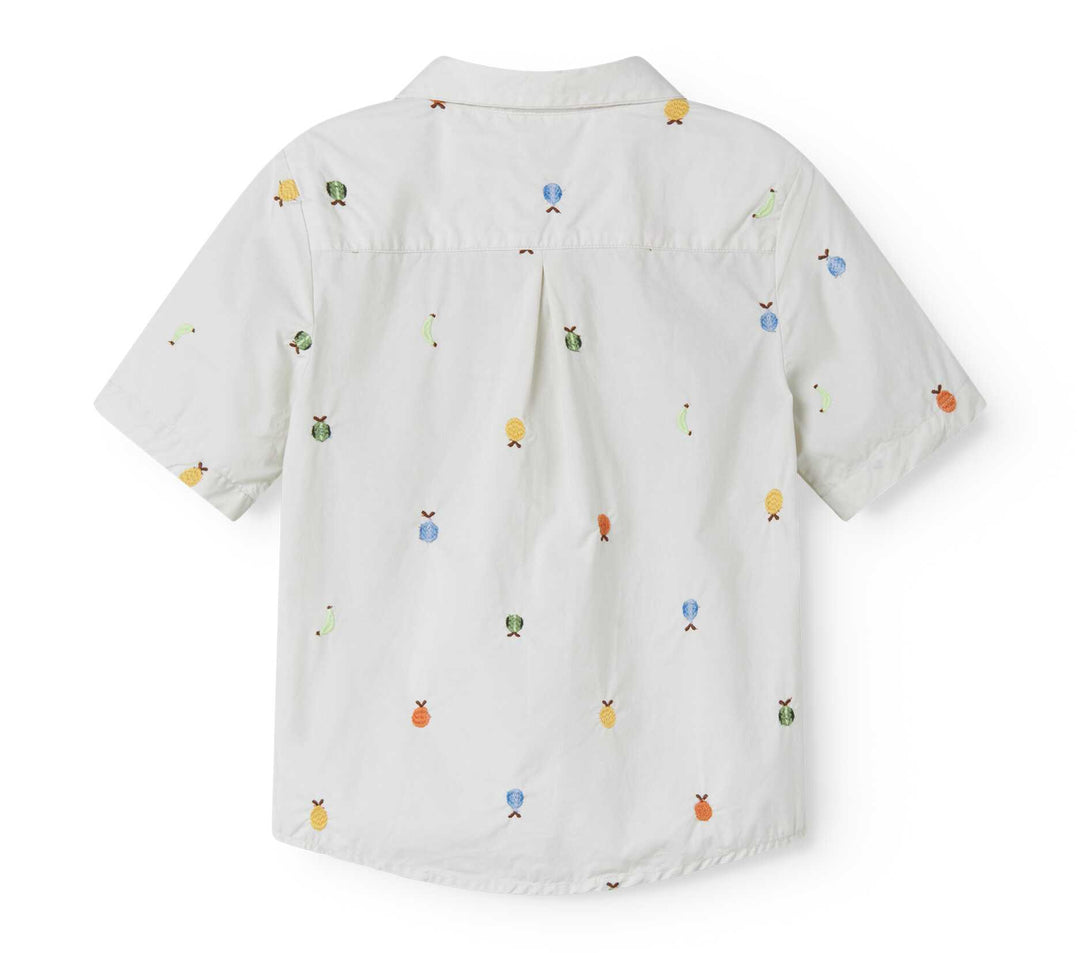 shirt s/s fruit embroidered - natural