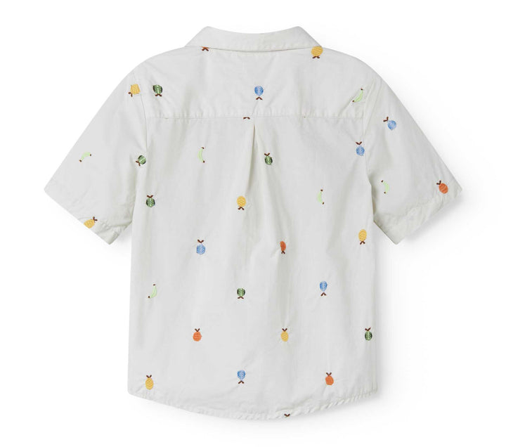shirt s/s fruit embroidered - natural