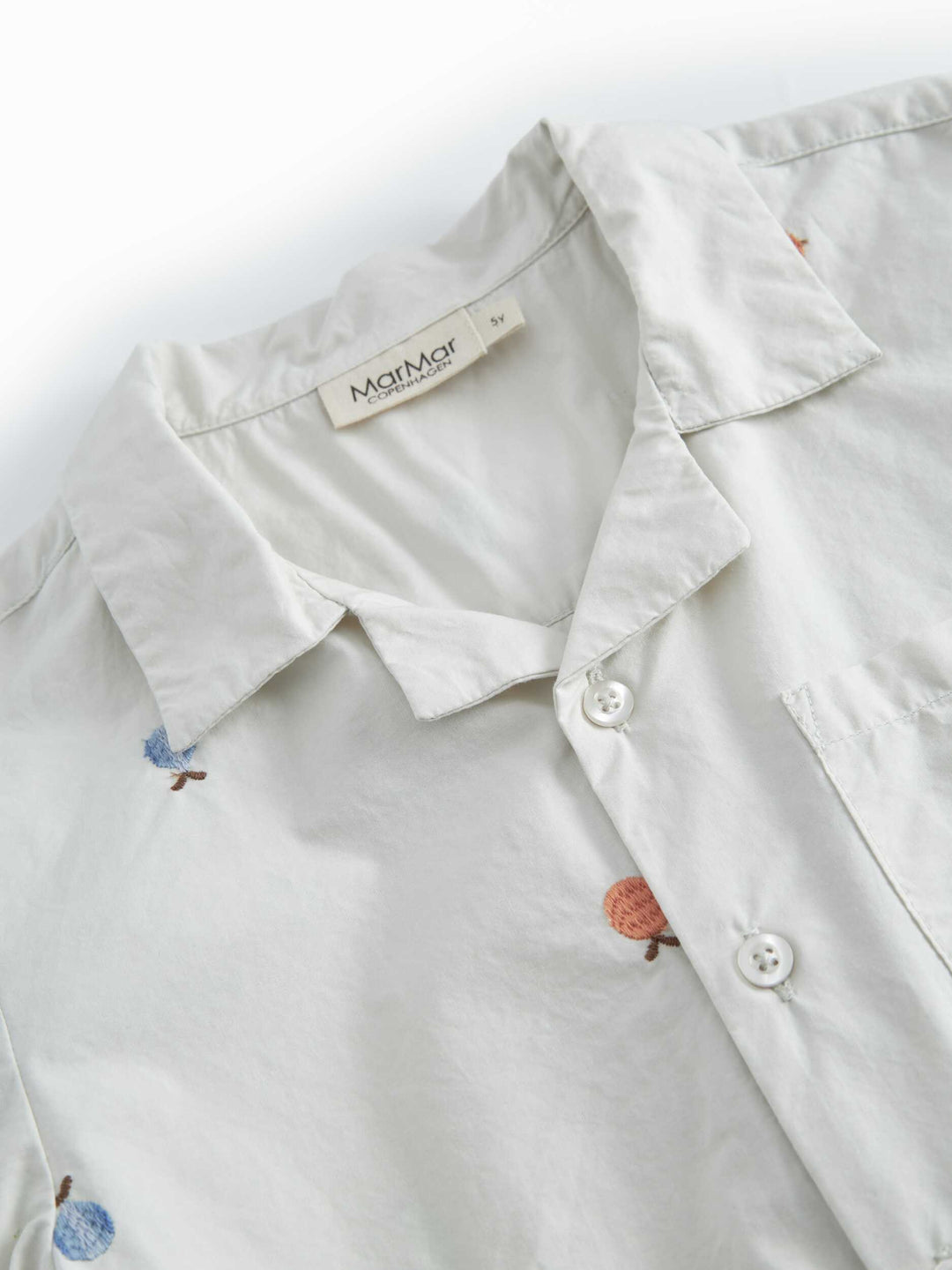 shirt s/s fruit embroidered - natural