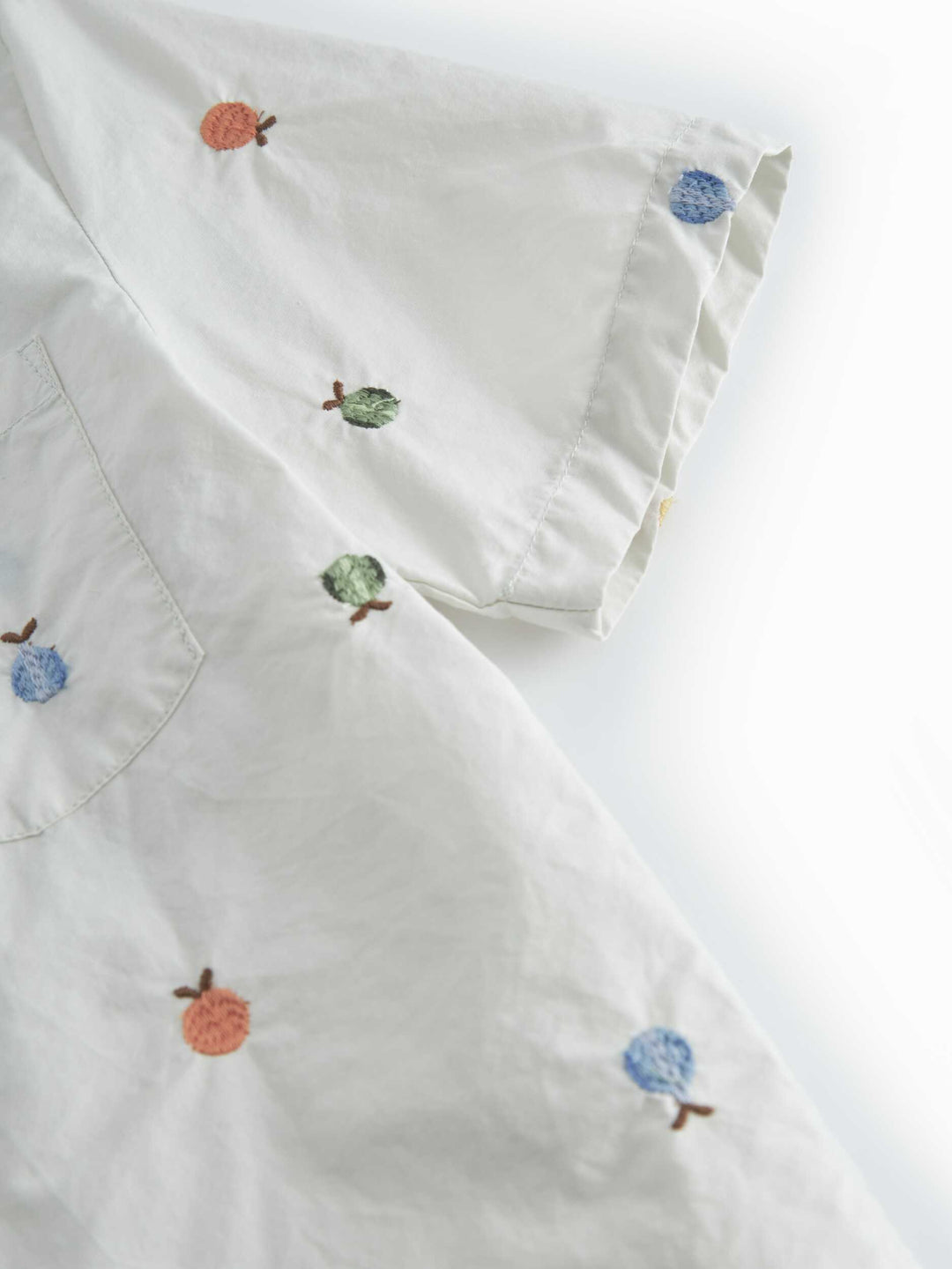 shirt s/s fruit embroidered - natural