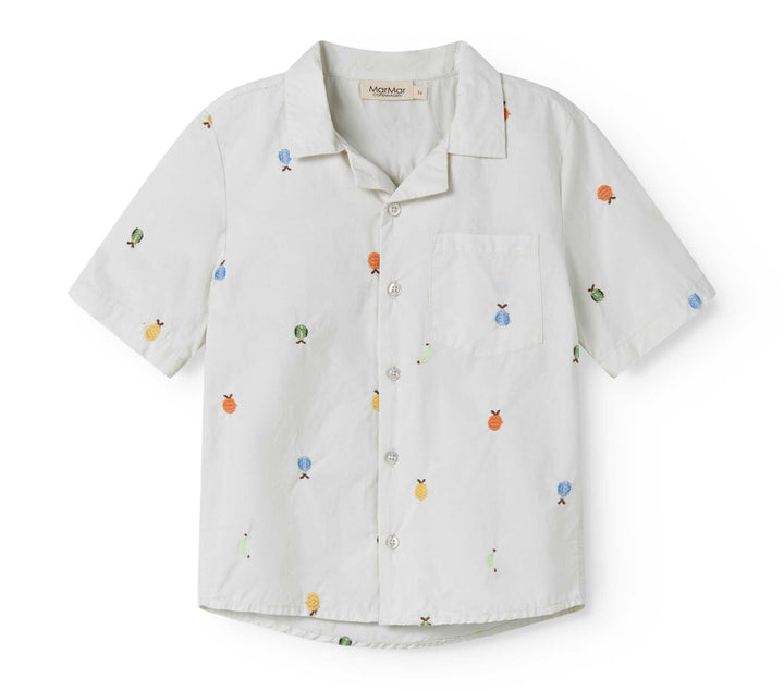shirt s/s fruit embroidered - natural