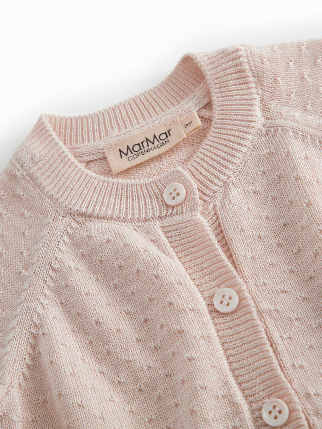 set knit mini polka dot cardigan and pants with bonnet - misty pink