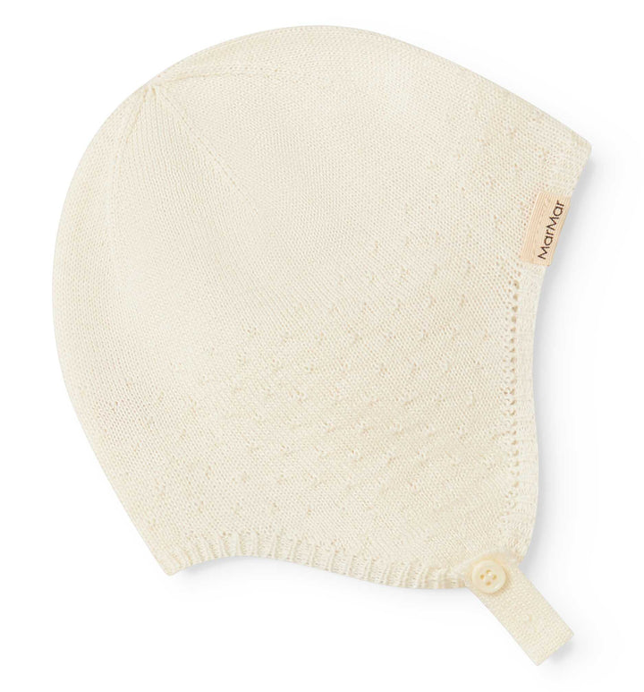 set knit mini polka dot cardigan and pants with bonnet - gentle white