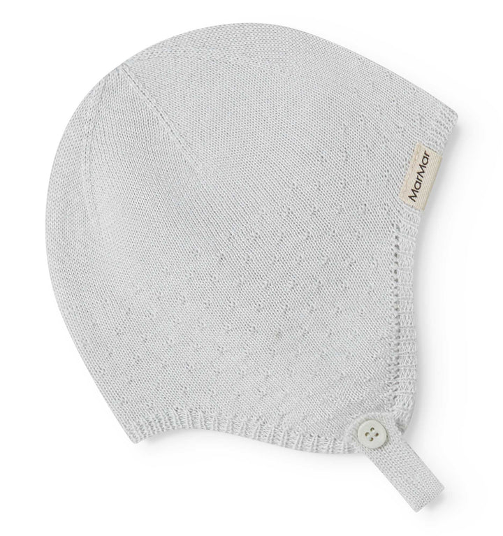 set knit mini polka dot cardigan and pants with bonnet - morning dew