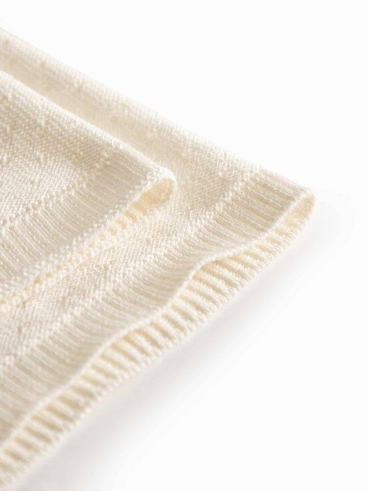 blanket mini polka dot knit - gentle white