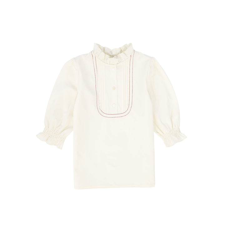 shirt l/s red embroidery stitch - ivory