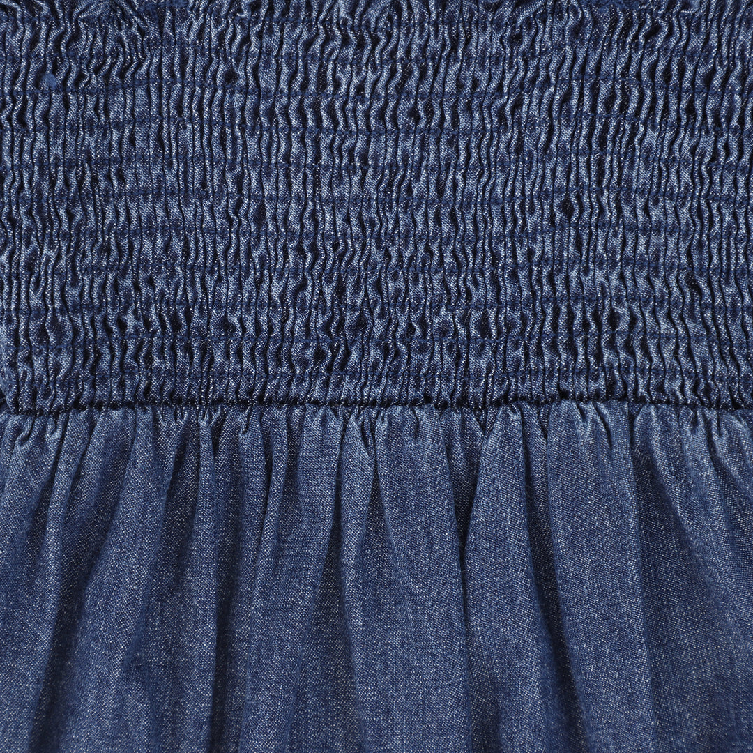 one piece smocked romper - denim
