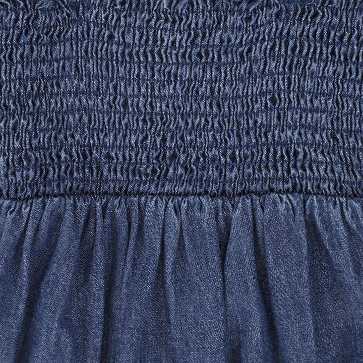 one piece smocked romper - denim