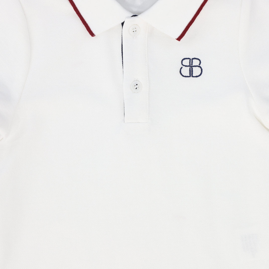 polo s/s red trims - white