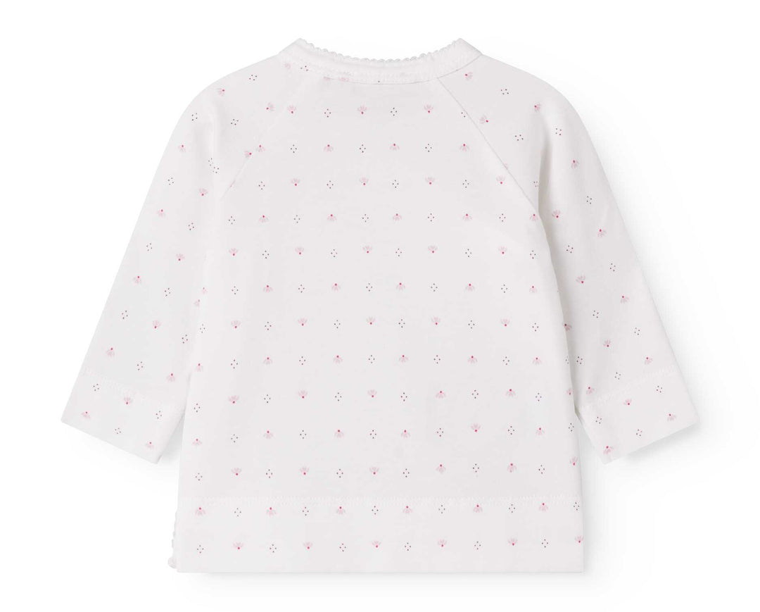 set knit tiny tulip print wrap top and footie pants with beanie - tiny tulip