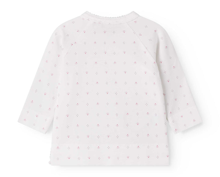 set knit tiny tulip print wrap top and footie pants with beanie - tiny tulip