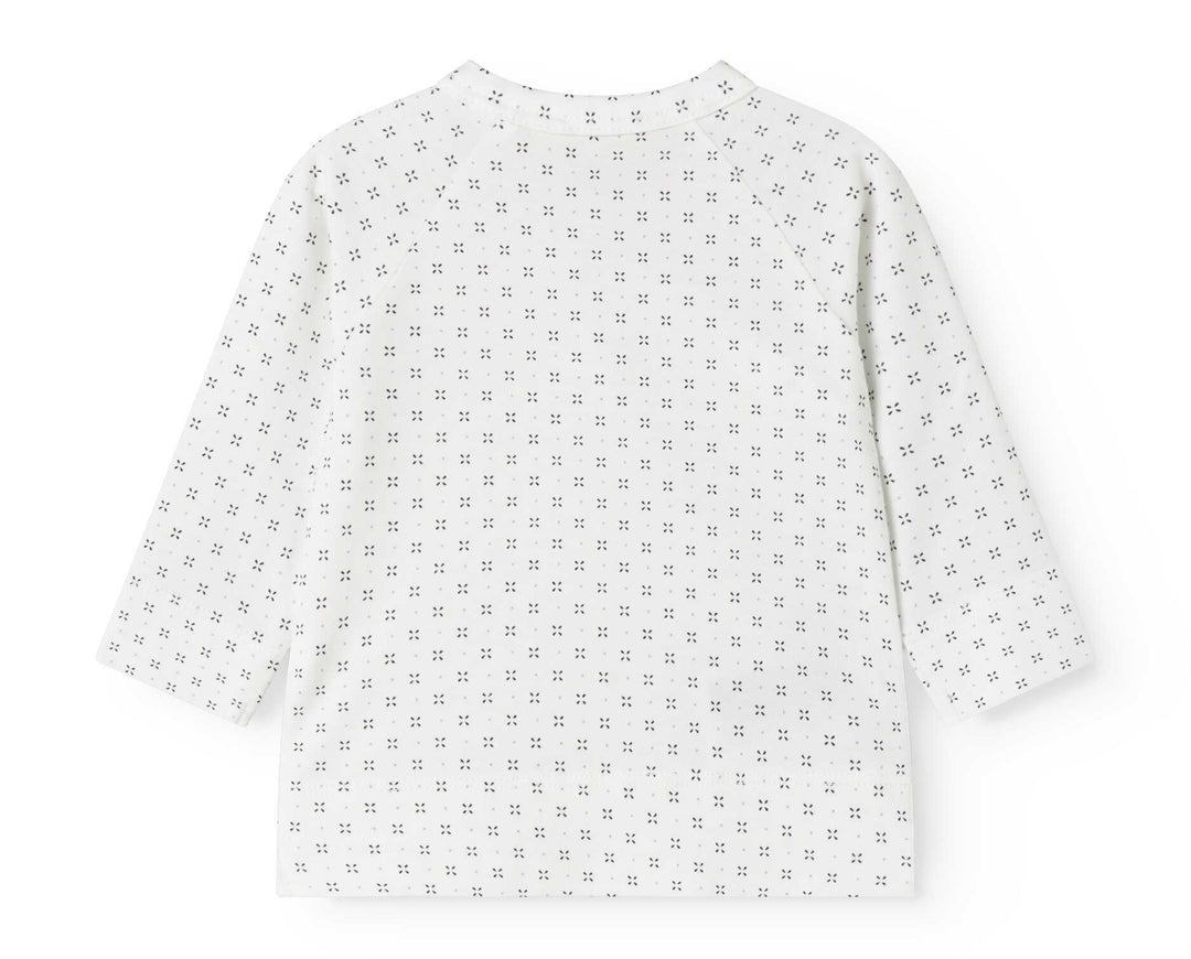 set knit droplet print wrap top and footie pants with beanie - droplet