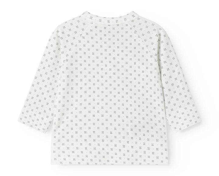 set knit droplet print wrap top and footie pants with beanie - droplet