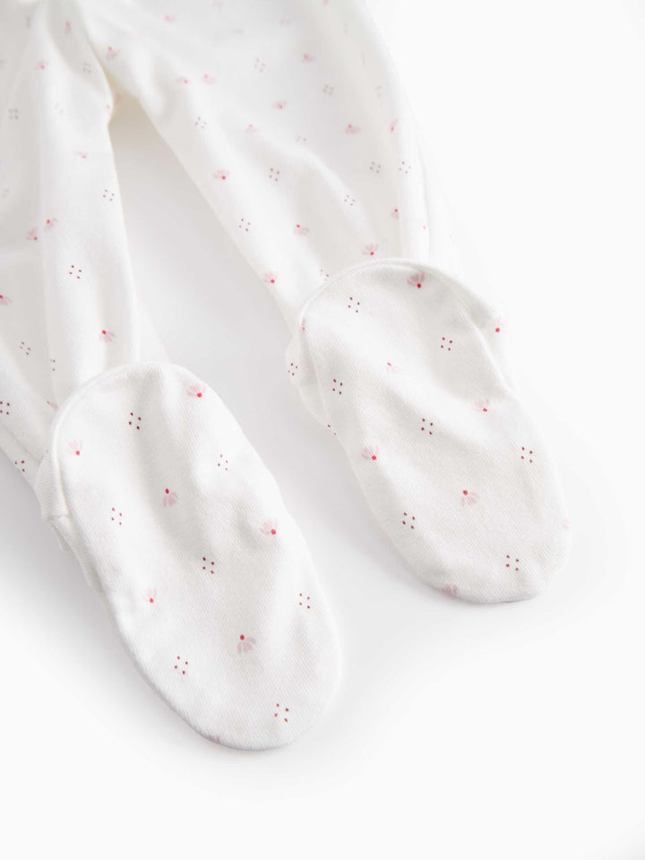 set knit tiny tulip print wrap top and footie pants with beanie - tiny tulip