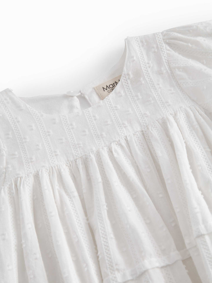 one piece high waisted gauze striped romper - white