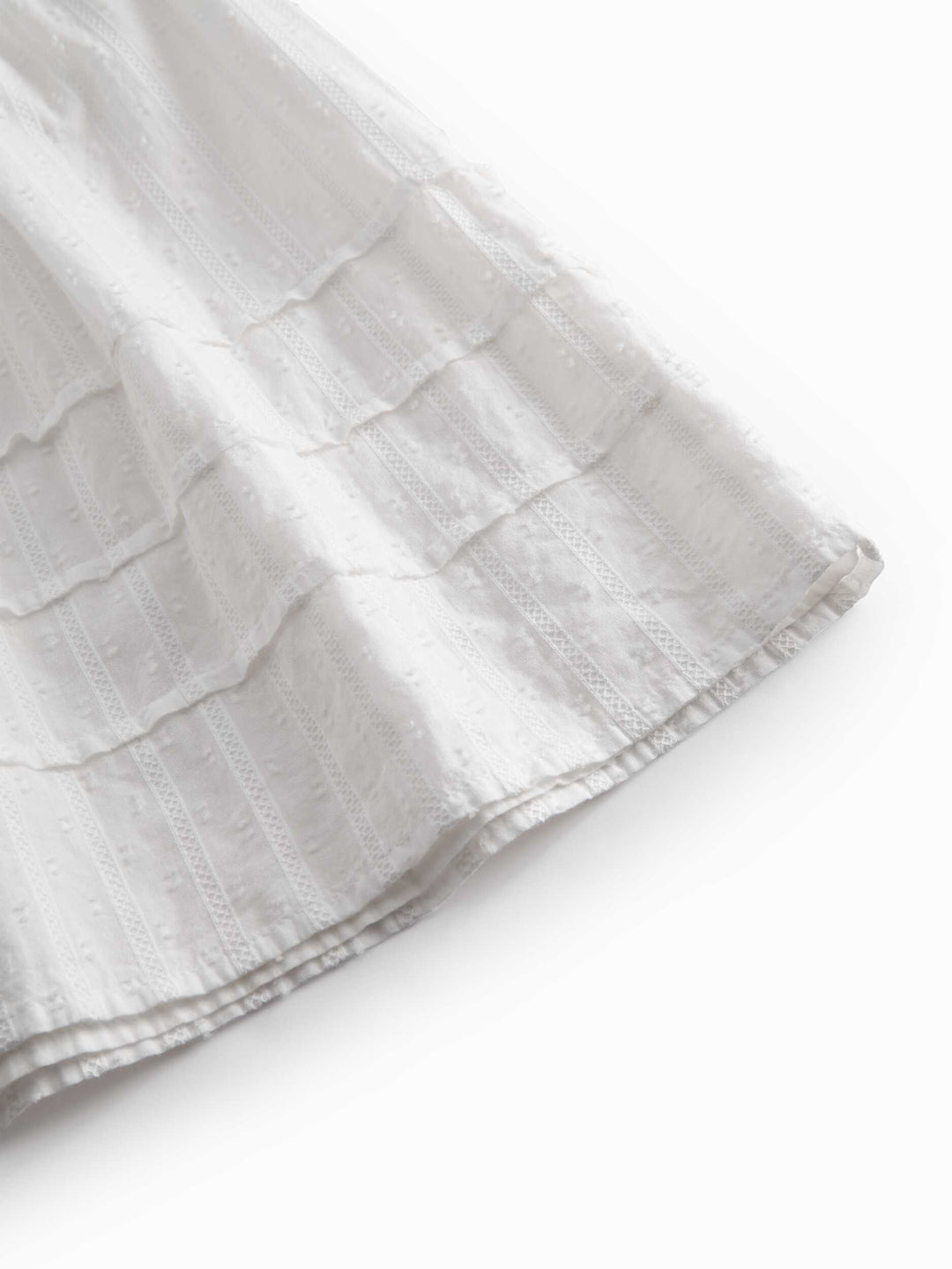 dress high waisted striped gauze with puff sleeves - white