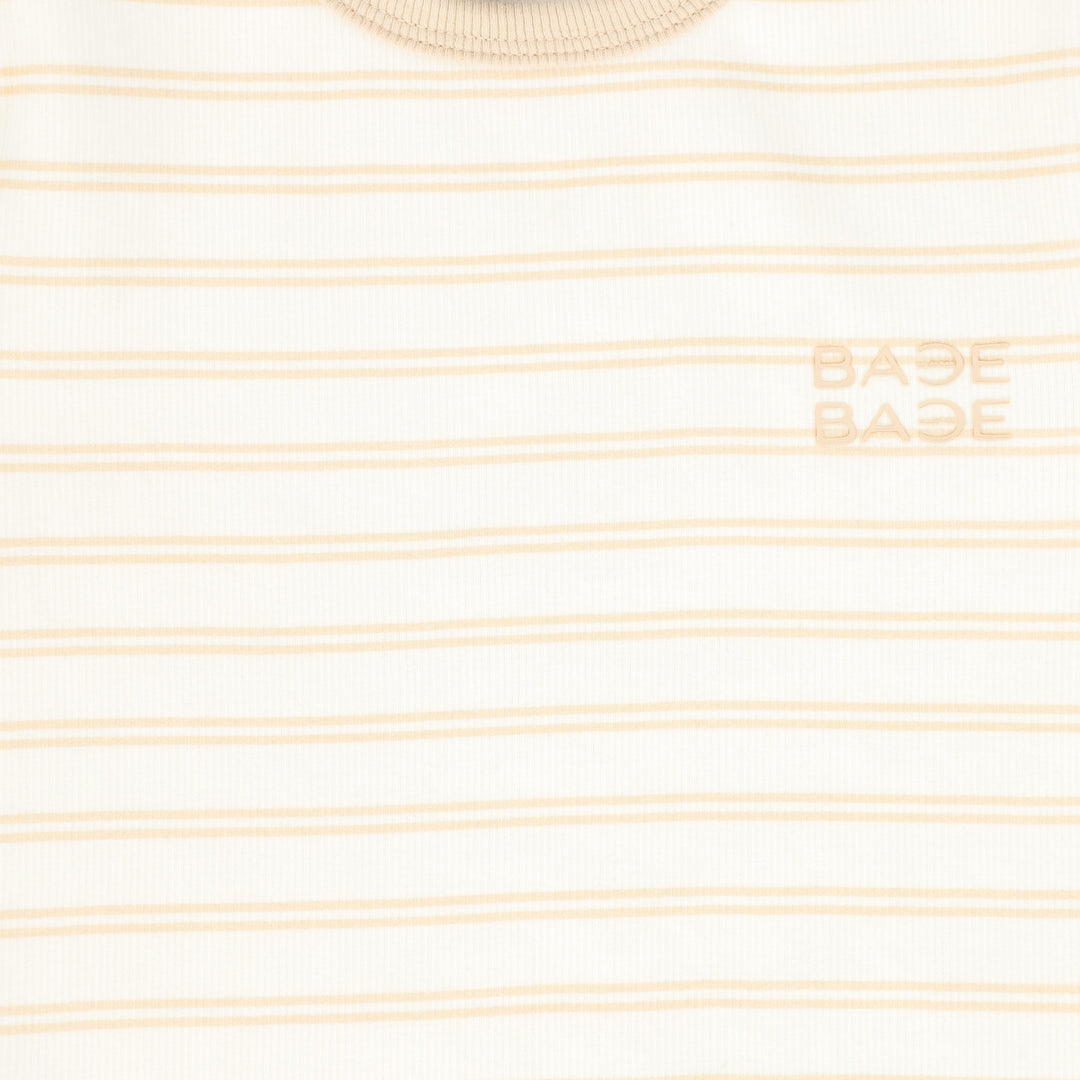 shirt s/s striped - white/tan