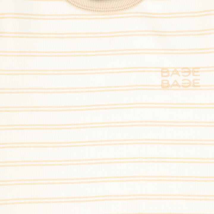 shirt s/s striped - white/tan