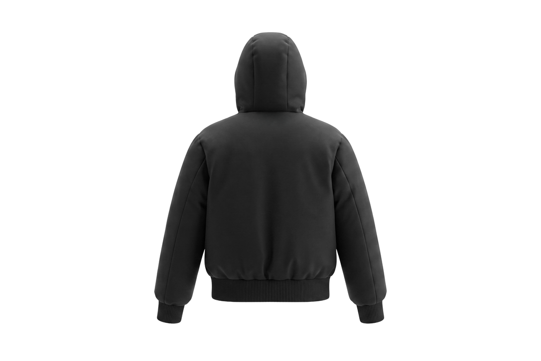 coat matte canvas pocket detail with hood - black