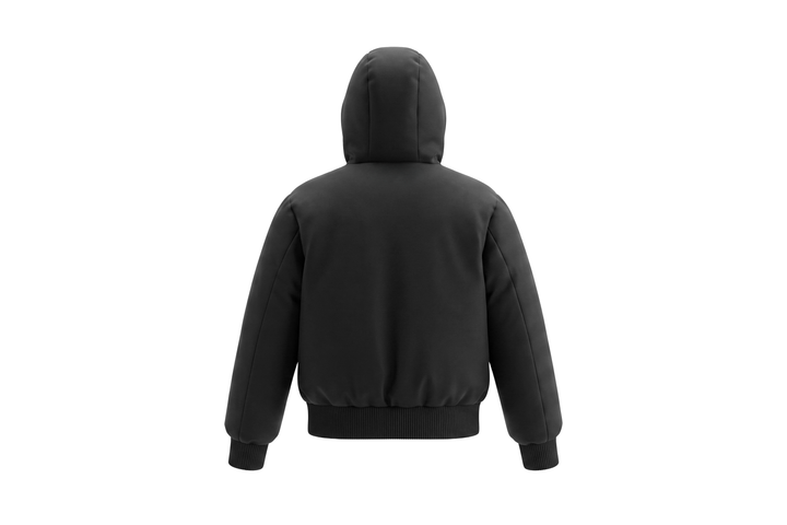coat matte canvas pocket detail with hood - black