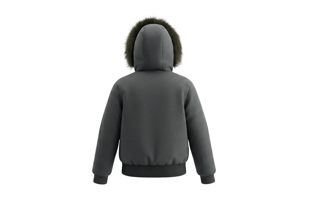 coat matte canvas pocket detail with hood and fur - matte green