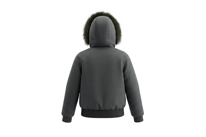 coat matte canvas pocket detail with hood and fur - matte green
