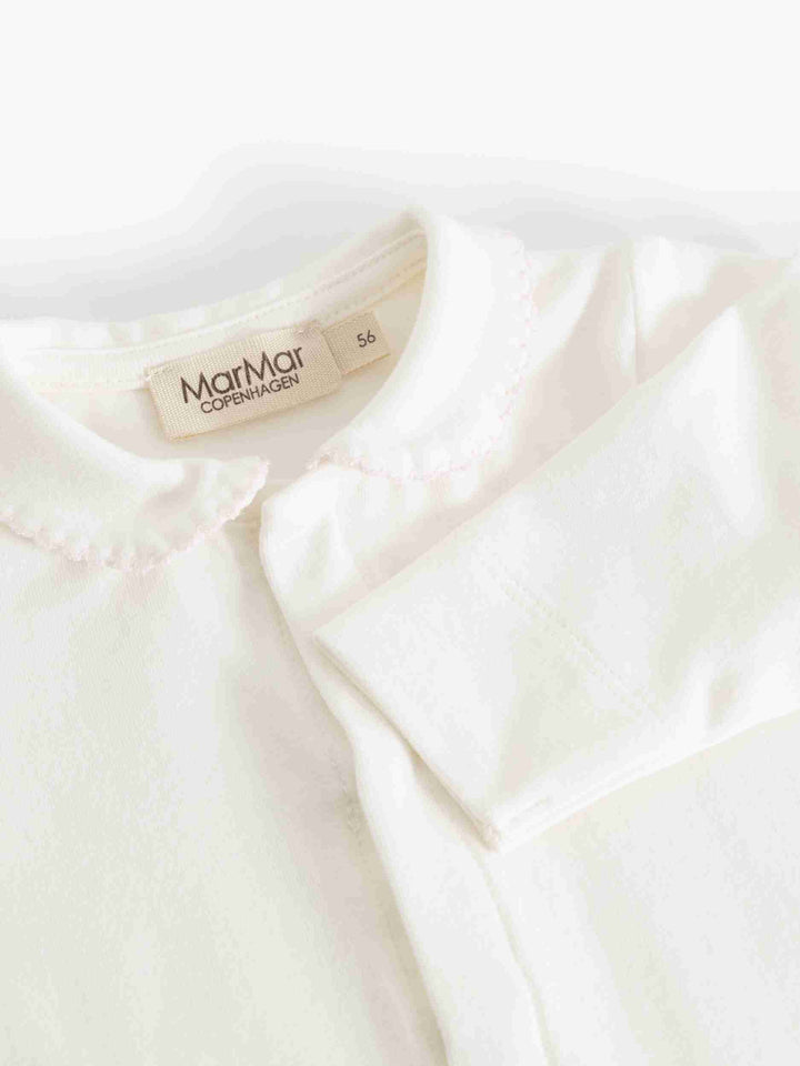 footie scalloped collar with beanie - rosa picot/gntl whte