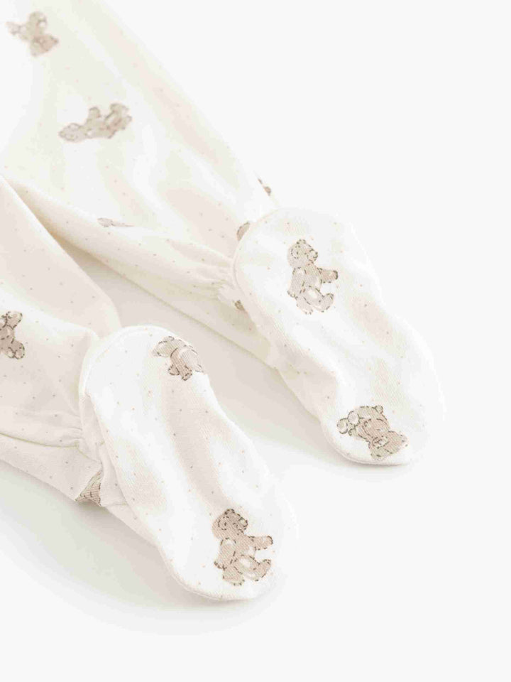 set knit teddy bear wrap top and footie pants with beanie - teddy bears