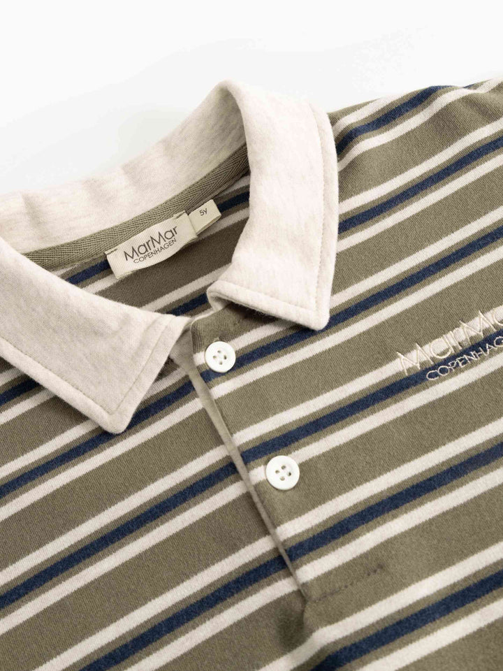 polo l/s cotton multi striped - seaweed stripe