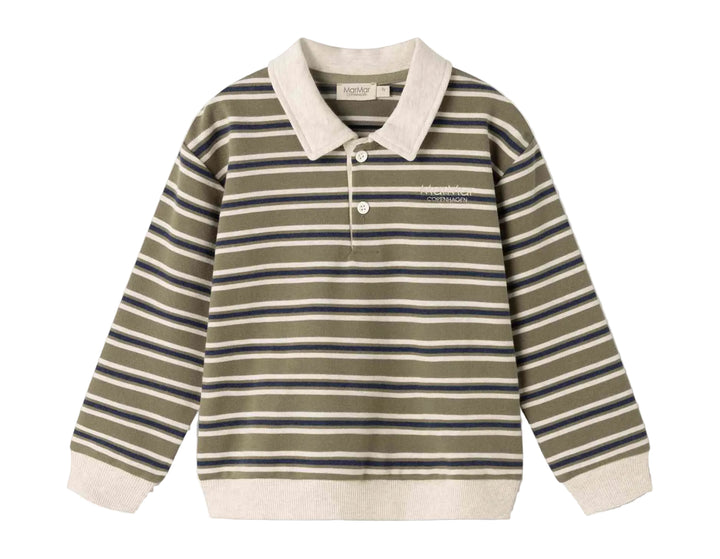 polo l/s cotton multi striped - seaweed stripe