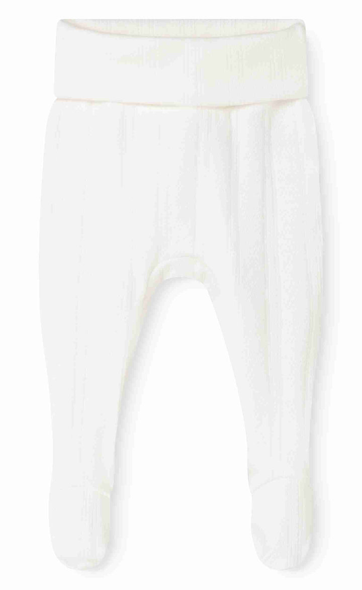 set knit pointelle bow onesie and footie pants with beanie - gentle white