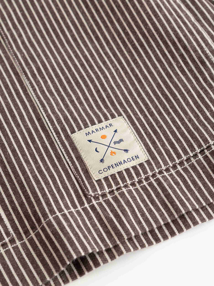 shirt l/s soft denim striped with pockets - dark brownie
