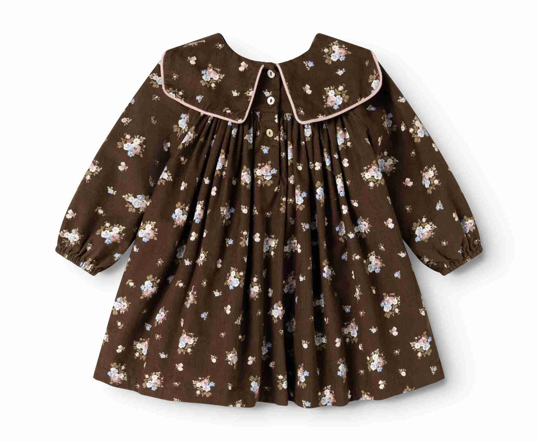 dress fine corduroy bouquet print with sailor collar - autumn bouquet