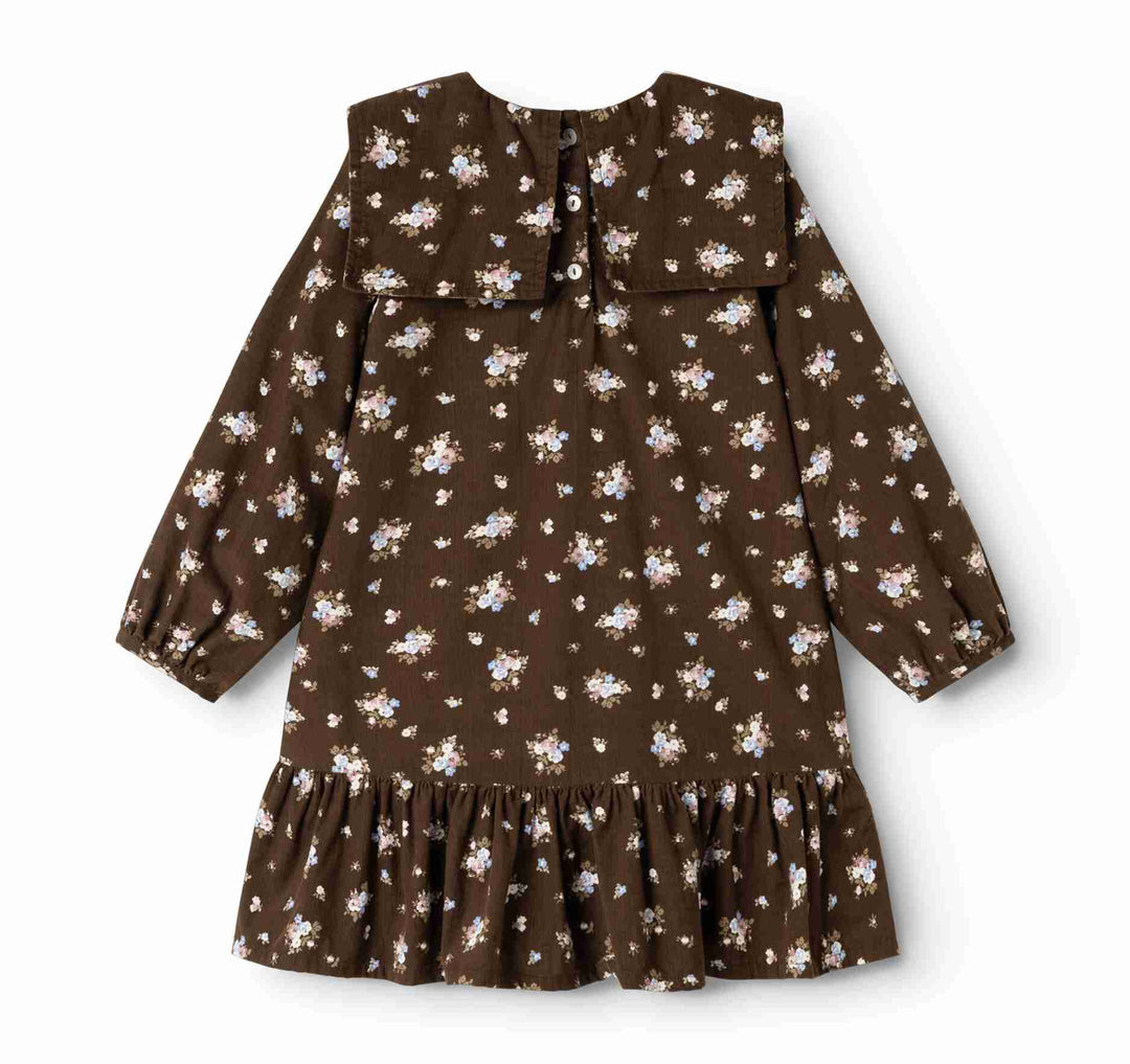 dress fine corduroy bouquet print with sailor collar - autumn bouquet