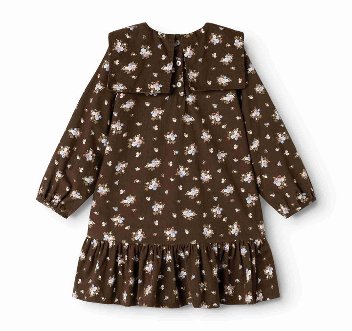 dress fine corduroy bouquet print with sailor collar - autumn bouquet