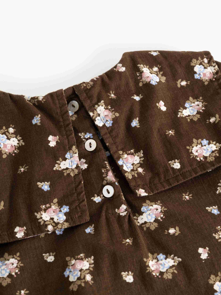 dress fine corduroy bouquet print with sailor collar - autumn bouquet
