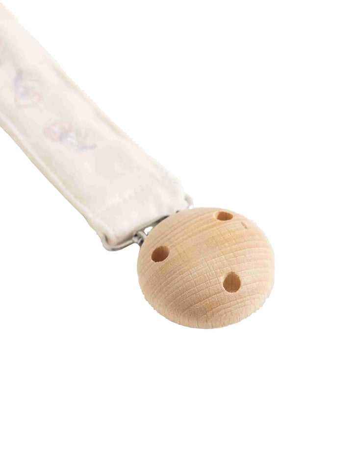 pacifier clip teddy bear wooden - mini bloom