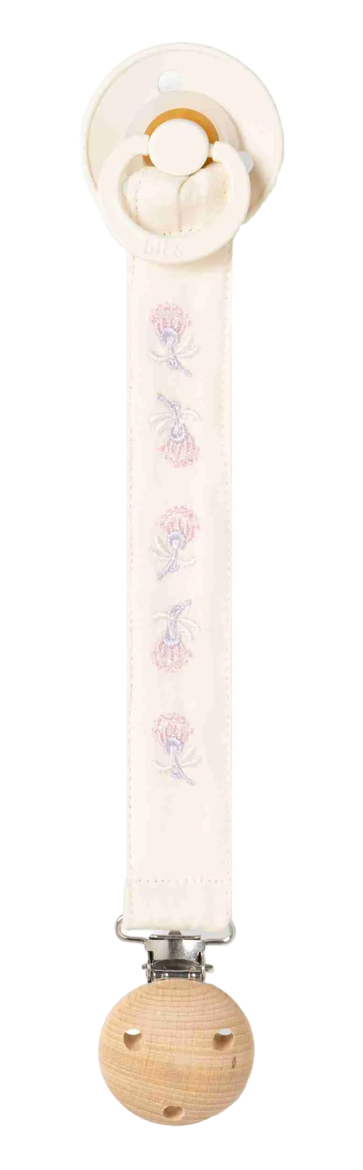 pacifier clip teddy bear wooden - mini bloom