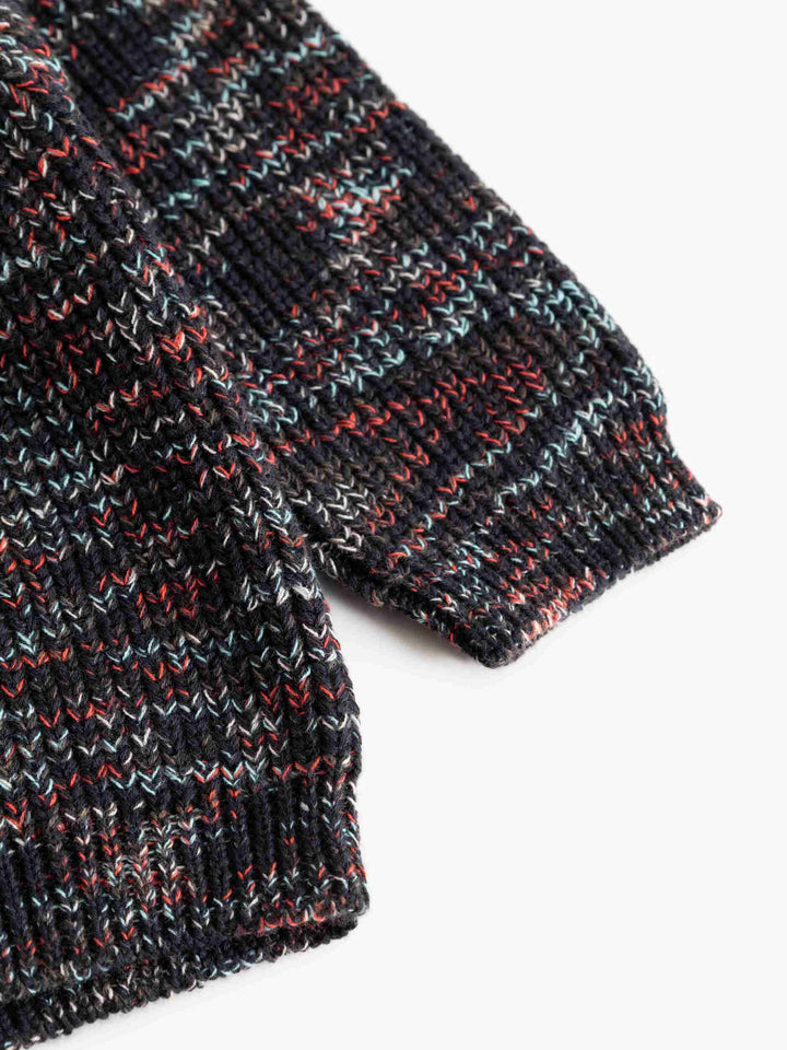 top l/s knit space dye cardigan - deepest sea space