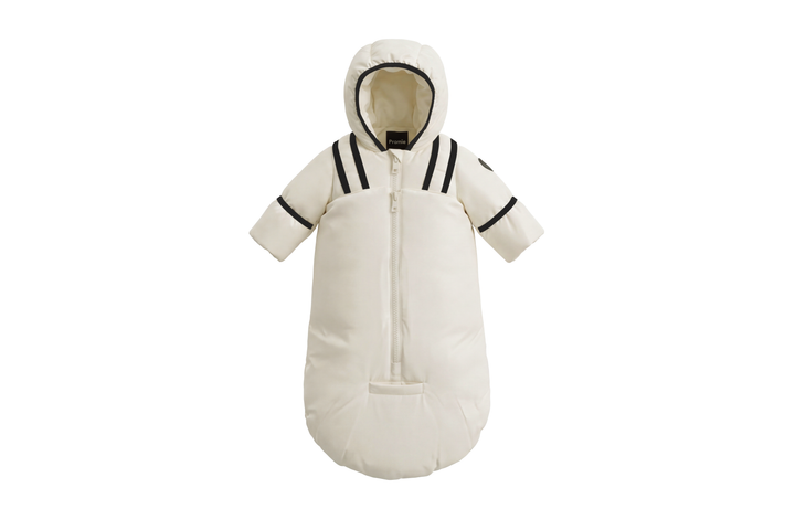 snowsuit down filled contrast bindings with hood - ivory/black