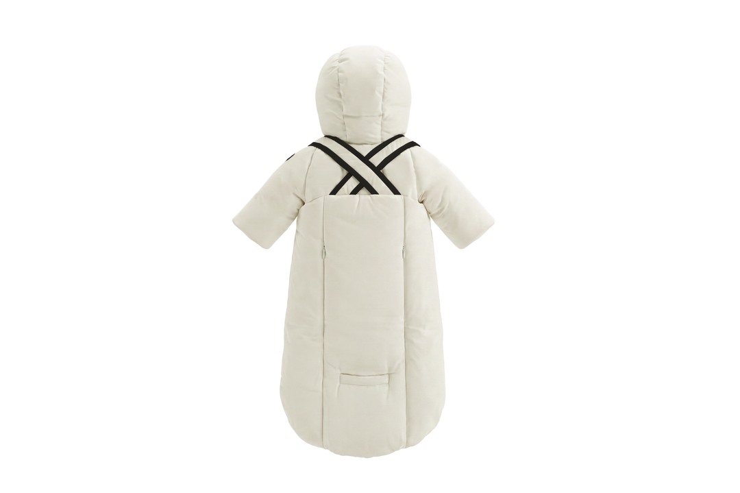 snowsuit down filled contrast bindings with hood - ivory/black
