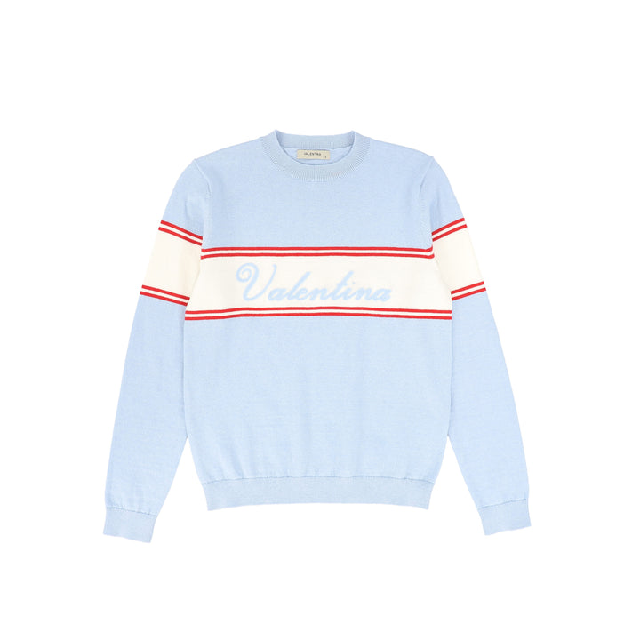 top l/s knit logo sweater - light blue