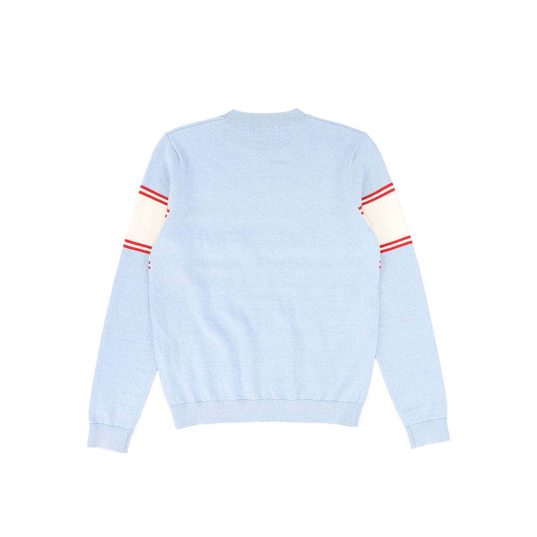 top l/s knit logo sweater - light blue