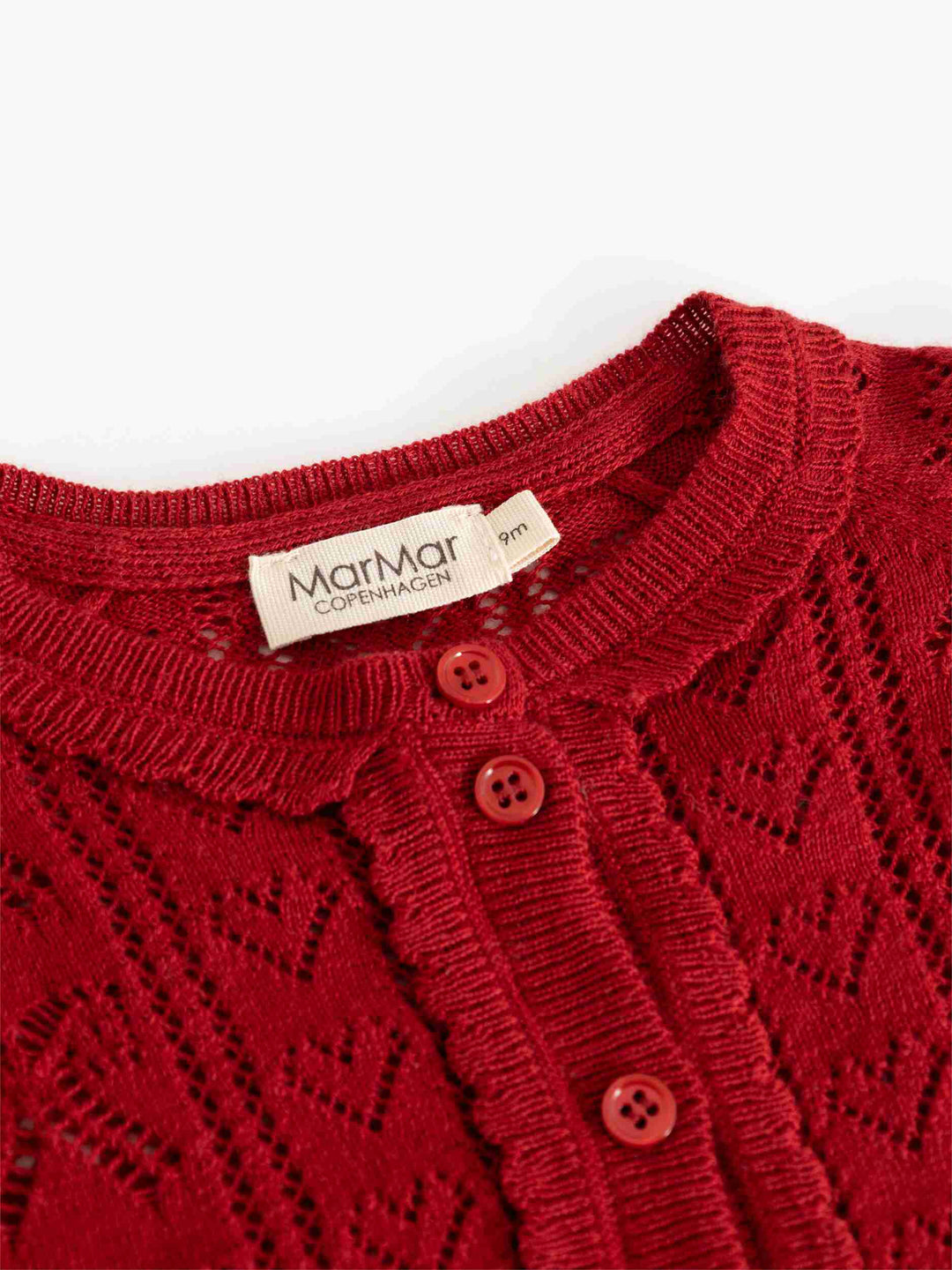 cardigan pointelle knit bow with heart - cherry