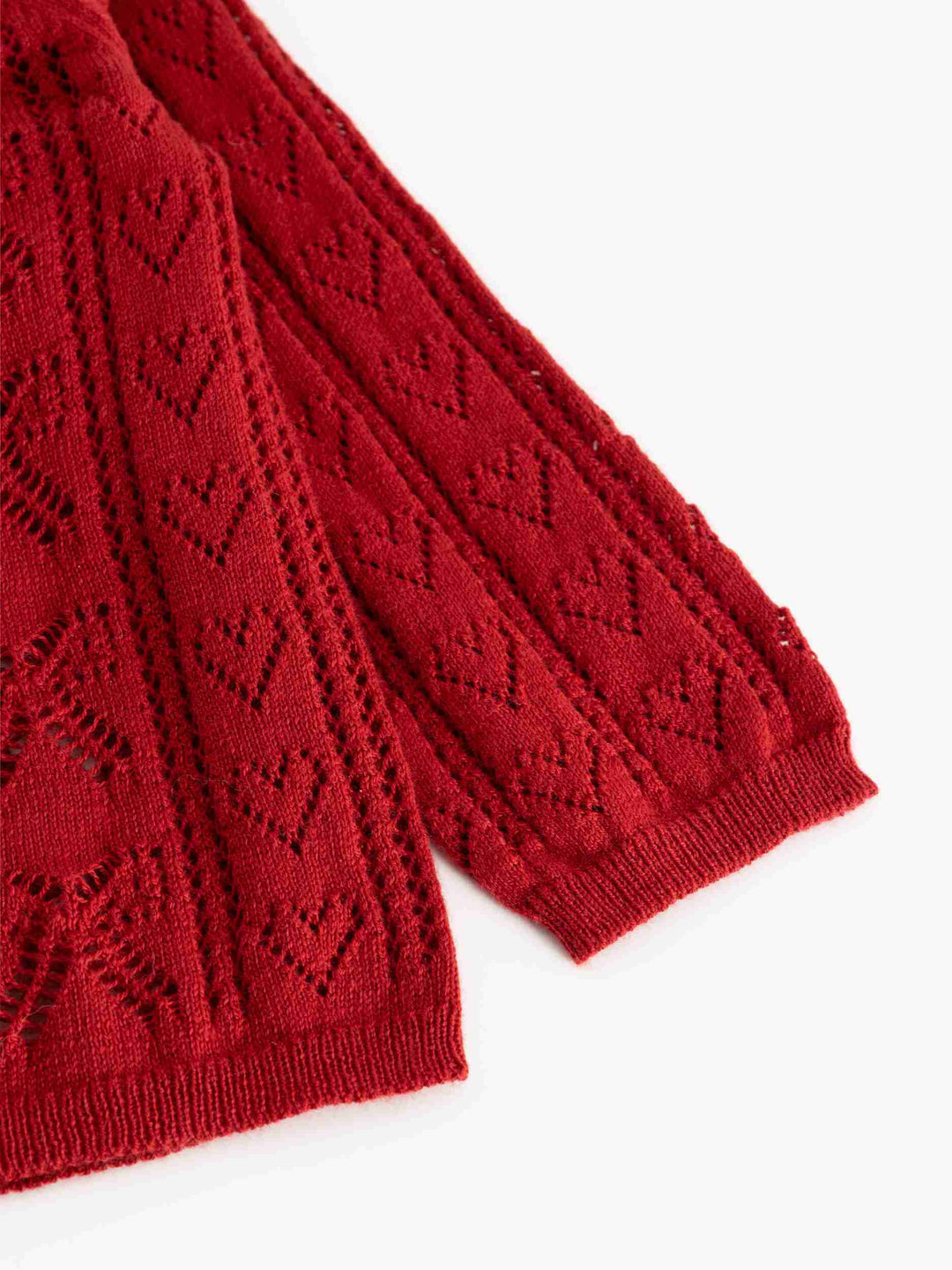 cardigan pointelle knit bow with heart - cherry