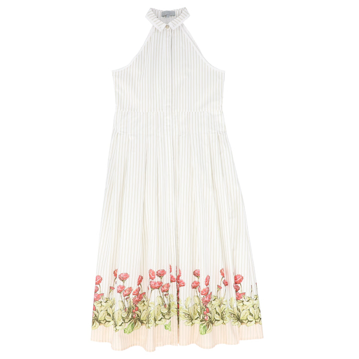 dress jumper striped floral bottom with collar - white/tan