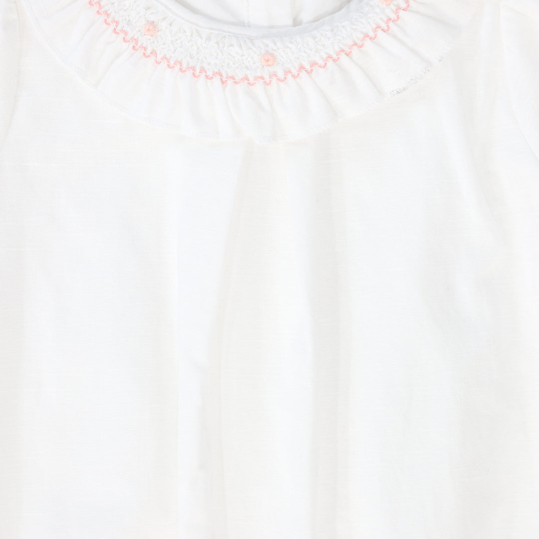 one piece stitch frill bubble romper - white