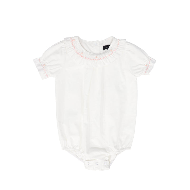 one piece stitch frill bubble romper - white